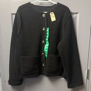 Briggs Reversible Sherpa Black Teddy Jacket with Buttons